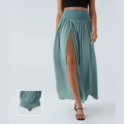 Halara Breezeful High Waisted Split 2-in-1 Flowy Quick Dry Maxi Casual Skirt #BackToSchool