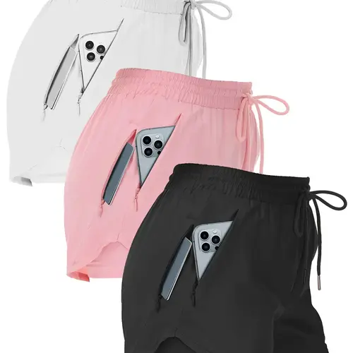 Women's Solid Color, Casual Comfy Breathable Gym Athletic Shorts for Yoga Gym Workout Running, Ladies Summer Bottoms, Workout Shorts Pack