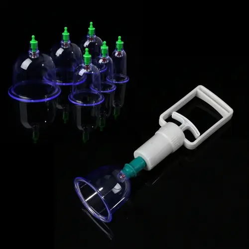 6-Piece Thick ABS Vacuum Cupping Treatment Set - Manual Pump Cupping Therapy Tool with Suction Cup Pad, Single Item 6-in-1 Pain Relief Muscle Care Household Body Device for All Users