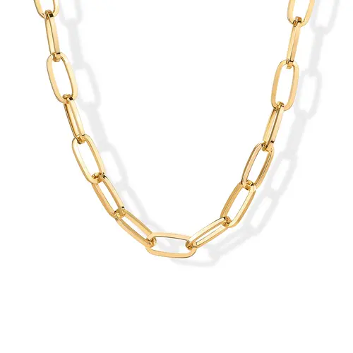 PAVOI 14K Gold Plated Chunky Chain Choker Necklaces for Women - Gold Statement Graduated Link Chain Necklace - Bold Oval Link Barbell Links Paperclip Chains