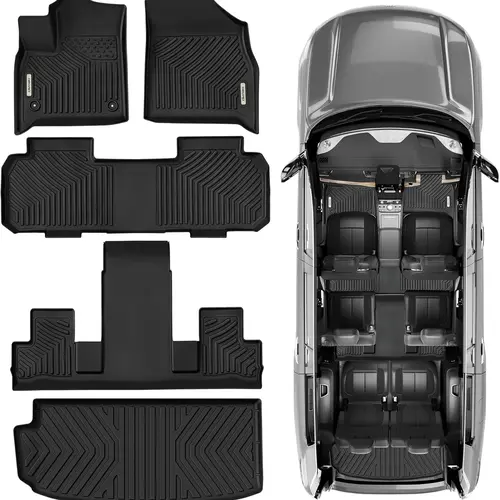 YITAMOTOR Floor Mats Fit for 2018-2025 Chevrolet Traverse 7 Seats with 2nd Row Bucket Seats, Custom Fit All Weather Floor Mats Liners 3 Row & Cargo Liner