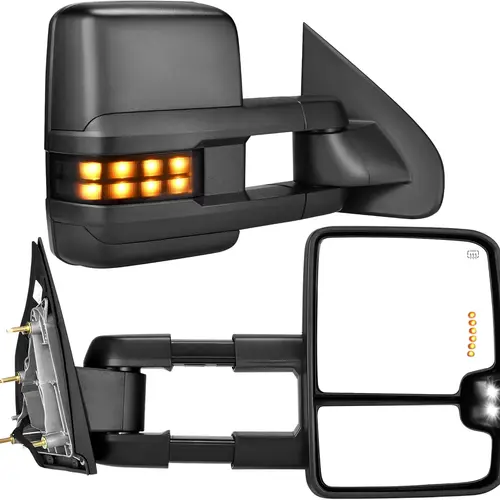 YITAMOTOR Tow Mirrors Compatible with 2014 2015 2016 2017 2018 Silverado Sierra 1500 2500HD 3500HD, Towing Mirrors Side Mirrors with LED Turn Signals Clearance Light Power Heated Folding Telescoping