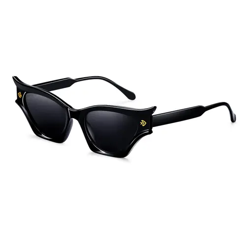 EUNOIALENS Women's Modern Retro Curved Cat Eye Sunglasses - Full Rim Polycarbonate Bat-Shape, Anti-Glare Lens for Clarity, UV Protection, Funky Jump Decorative Design, Sunglasses for Driving, Glasses for Women