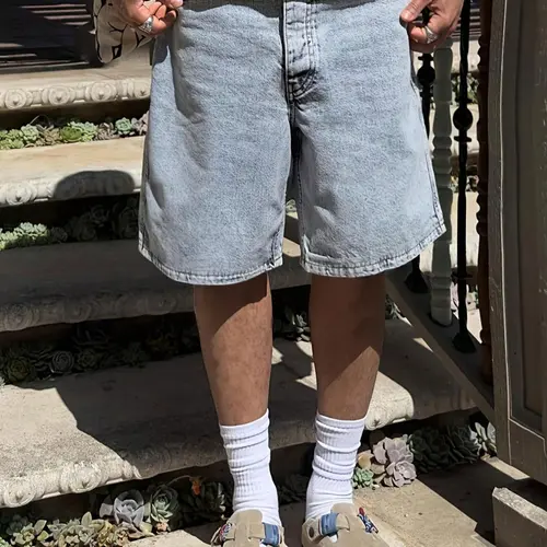 Men's Solid Color Light Wash Denim Jeans Plain Shorts, Regular Fit Classic Casual Fashion Streetwear Comfy Shorts for Daily Outdoor Wear, Men Bottoms for All Seasons