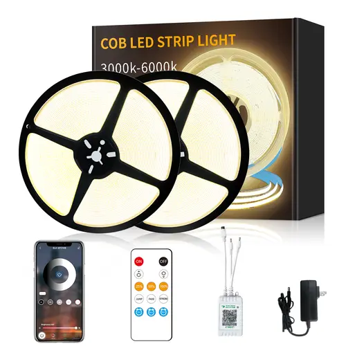 SEGRASS COB LED Strip Lights White 3000K/6000K Dimmable DC 24V Flexible Tape Light with Remote & App Control for Bedroom DIY Home Decor Lighting Super Bright Led, Led Lights, Adjustable Brightness Led, Jump