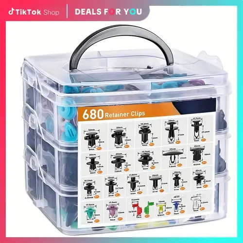680-Piece Portable Car Body Repair Tool Kit with Push-Type Fixers, Clamps, Fastening Tools & Storage Box, Automotive Assembly-Disassembly Set, Summer Gift Car Accessory