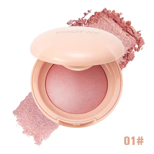PHOFAY Soft Glitter Powder Blush, Lightweight Radiant Finish and Blendable Cosmetic Pink Peach
