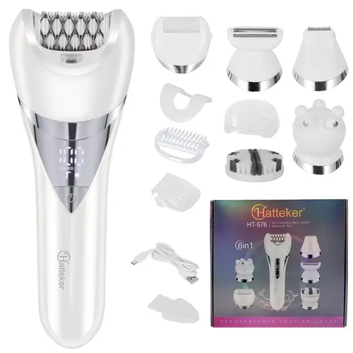 6 in 1 Electric Hair Removal Tool, 1 Count USB Rechargeable Hair Removal Machine with Accessories, Women's Hair Removal Tool, Cordless Shaver
