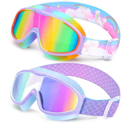 [BackToSchool] Vvinca Kids Swim Goggles for 3-12,Kids,Youth,UV Protection Anti-Fog Wide View No Leaking Goggles with Comfort Fabric Strap for Boys and Girls-Safety anti-uv swimming goggles swim glass anti-fog swimming goggles for Lake,Beach, Summer Party