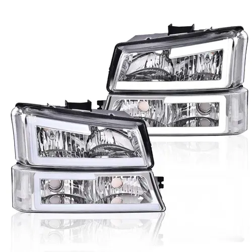 G-PLUS LED DRL Projector Car Headlights Set - Bolt-On Daytime Run Upgrade Kit, Driver & Passenger Side, Decorative Accessories for 03-07 Chevy Silverado & Avalanche Trucks