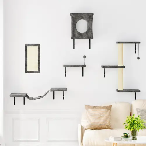 5-Piece Wall-Mounted Cat Climbing Set – Cozy Cat House, Scratching Board, Cat Tree, Hammock & Jumping Platform, Halloween Cat Furniture