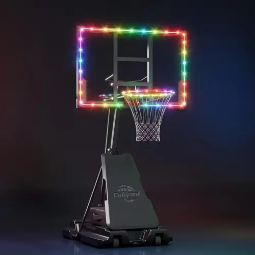COFIYARD Unisex Portable Basketball Hoop with Sturdy Metal Frame, 44/54-in LED Light Backboard, 5.25-10FT Adjustable Height, Shockproof Base with Sandbags, for Home Gym, Outdoor Play