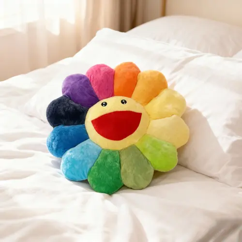 MIUVA 17" Smile Face Flower Plush Pillow Rainbow Chair Decoration Festive Toy Stuffed Doll Sleep Cushion Mat Home Sunflower Sofa Floor Pillow for Kids Relaxation Gift - Christmas Gift Set Christmas Decorations, Mother's Day Gifts