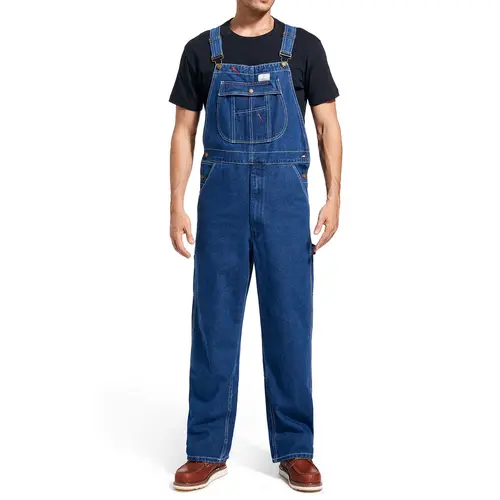 HISEA Men's Vintage Denim Overalls - Relaxed Loose Fit Outdoors Pants with Boots-Fit Legs, Full-Length Carpenter Workwear, Adjust Straps as You Work, Multi-Tool & Boot Pockets, Triple-Stitch, Abrasion-Resistant, All-Season for Farming, Construction, Relax