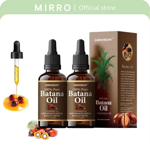 CARVENCHY 100% Organic Batana Oil from Honduras - Haircare Treatment Oil for Daily Use, Rosemary-Infused, Nourishes Scalp, Reduces Hair Loss, Suitable for All Hair Types