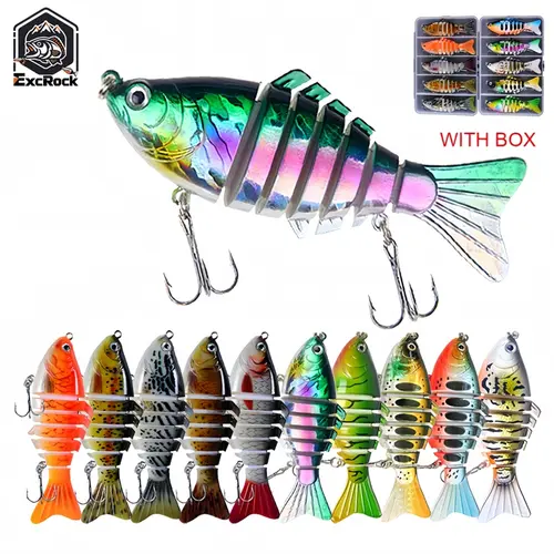 EXCROCK Artificial Fishing Bait with Hook, Multi-Jointed Swim Crank Fishing Lure, Bionic Hard Fishing Bait suitable for both Fresh Water and Saltwater, Slow-Sinking, Lifelike Swimbait, Lifelike Jointed Swimbait, Fishing Equipment, Fishing Bait