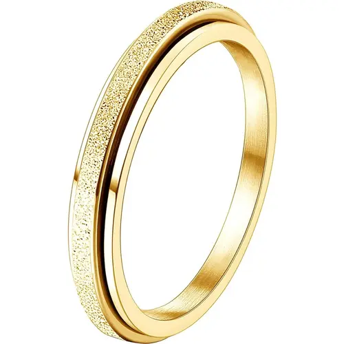 Titanium Steel Spinner Rings - 2/4mm Glitter Sandblast Fidget Jewelry for Anxiety Relief, Stackable Accessories for Women, Unique Gifts Promise Rings