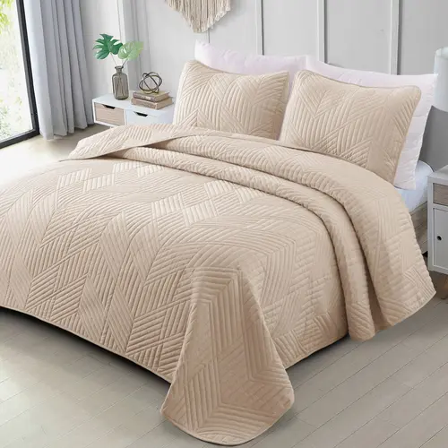 【SohoChic】Exclusivo Mezcla Quilt Bedding Set, Lightweight Bedspreads Soft Modern Geometric Coverlet Set for All Seasons