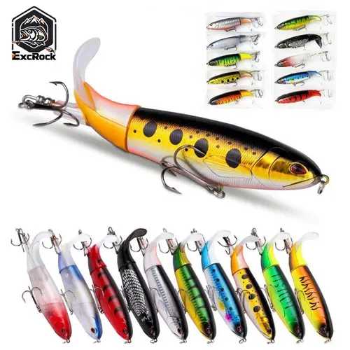 EXCROCK 5/10PCS Artificial Fishing Lure with box, Simulation Fishing Lure with Hook, Fishing Accessories for Outdoor Fishing Equipment, Fishing Equipment, Fishing Lure Bait,  Whopper Plopper, Swimbaits,  Crankbaits