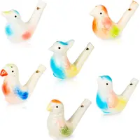6 Pcs Classic Unisex Ceramic Water Bird Whistles - Colorful Porcelain Wind Musical Toys for Play, Easter Baskets, Stocking Stuffers, Birthday Gifts, Classroom Prizes