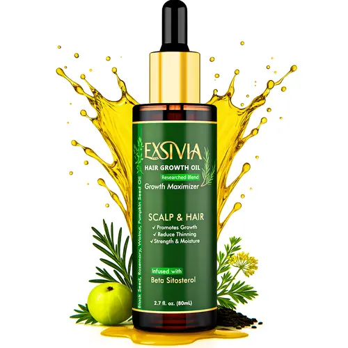 EXSIVIA Hair Growth & Strengthening Oil 80ml Infused with Beta-Sitosterol & Rosemary CO₂ for All Hair Types - Moisture Hydrating & Root Enhancer Formula Thicker Stronger Hair Repair Hydrate Moisturizer