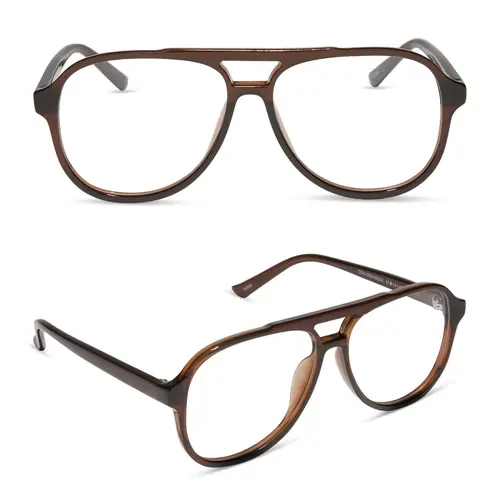 DIFF Tatum Whiskey Crystal Blue Light Aviator Readers - Stylish Lightweight Trendy Frames