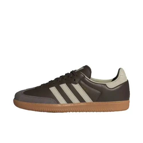 Adidas Samba OG Vintage Sneaker - Men’s Unisex Brown Putty Grey Athletic Trainer, Round Toe Casual Wear Walking Shoes, Sports Shoes, Closed, Rubber, Striped, Leather/Suede, Gum Sole, Brown/Putty Grey/Gold Metallic