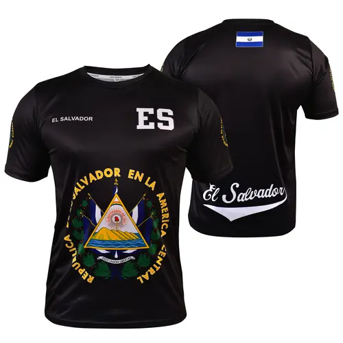 Fox & Fury El Salvador Soccer Jersey Black Unisex 100% Polyester Built to Last Short Sleeve Fitted Machine Washable