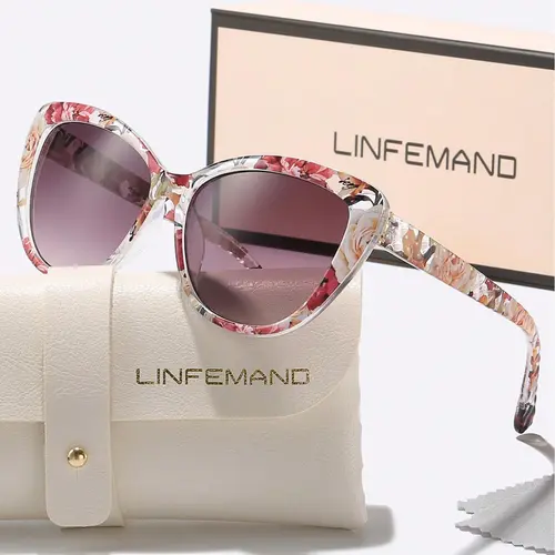 Unisex Vintage Trendy Cat Eye Frame Glasses, Retro Flower Pattern Glasses for Everyday Use, Fashion Accessories for Outdoor Activities, Trendy Beach Eyewear, Summer Trendy Sunglasses, Trendy Frames Sunglasses
