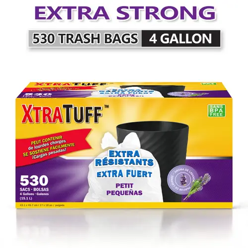 530-Count 4Gal Lavender Aroma Expandable Disposable Trash Bags, Durable Sturdy Leak-Proof Odor-Proof Multi-Room Indoor/Outdoor Garbage Bags for Kitchen, Bedroom, Toilet, Convenient Sanitary Home Care Waste Solution, Durable Trash Bag, Sturdy Trash Bags