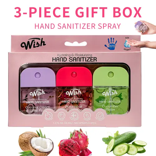 6-PCS Multi Pack Hydrating Moisturizing Anti Bacterial Care Disinfection Liquid Hand Sanitizer Spray Set, 1.2 Fl Oz Portable Travel Gift Box, 6 Different Scents, Ideal for Daily Life, Gift Giving, Moisturizing Hand Sanitizer