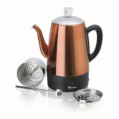 EuroCuisine Electric Percolator - 8-cup in Copper Finish