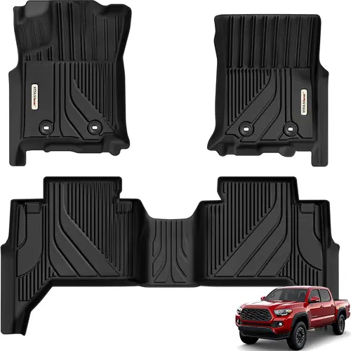 YITAMOTOR Floor Mats for Toyota Tacoma 2016-2023, Custom Fit Tacoma Car Mats, All-Weather TPE Front and Rear Row Floor Liners