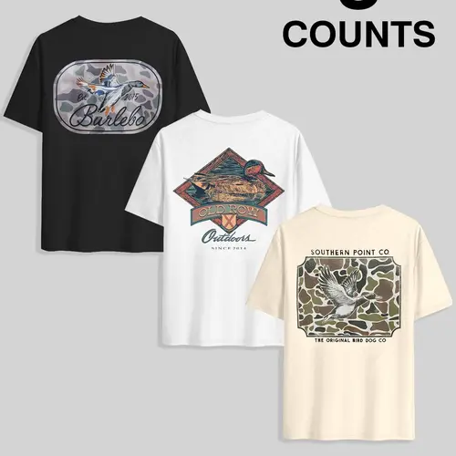 Men's Letter & Duck Print Short Sleeve Graphic Tee, Regular Fit Casual Street Round Neck T-shirt for Summer, Men's Top for Daily Wear, Tropical, Casual Everyday Wear, Casual Style Graphic, Casual Stylish Tee, Casual Fashion Clothing