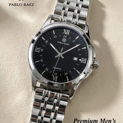 Men's Business Fashion Round Dial Analog Steel Quartz Watch, Fashion Watch for Party, Trendy All-match & Exquisite Watch with Box, Luminous Waterproof Watch
