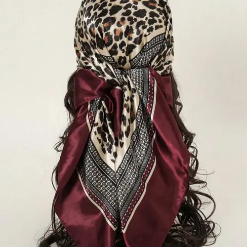 Women's Elegant Leopard Print Square Scarf, Soft Comfortable Multifunctional Scarf, Fashionable Hair Accessories for Women & Girls