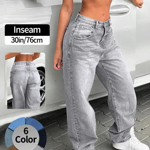 NVFelix Casual Loose Wide Leg Jeans Women Y2K Fashion Streetwear Denim Baggy Jeans Autumn Winter Trend
