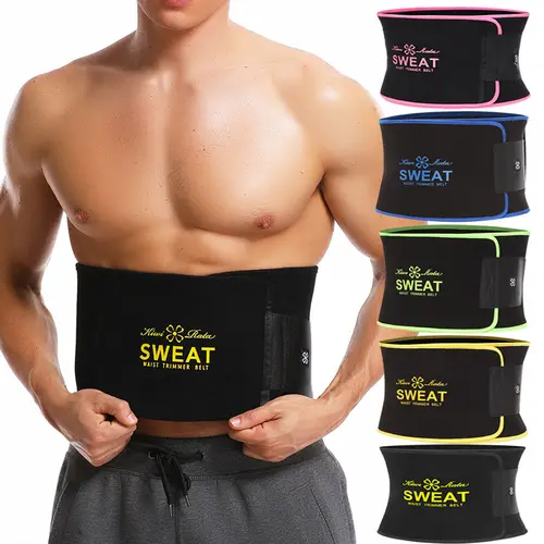 CATTIBOR Sweat Waist Trimmer Cincher - Unisex Exercise Waistband, Waist Trainer Body Shape Sports Accessory for Running, Workout, Gym (5 Color Options)