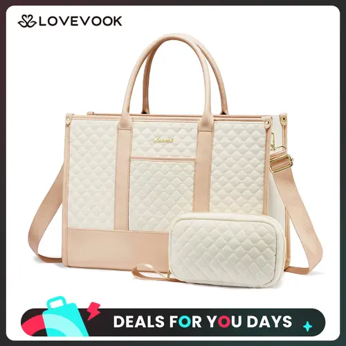 LOVEVOOK Laptop Tote Bags for Women,15.6-17.3 inch Laptop Work Bags with Clutch Purse,Shoulder Bag with Adjustable Straps & 2 Cup Holders, Womens Briefcase for Travel, Teacher, Doctor, Nurse and Chic Woman,TikTokShopBackToSchool