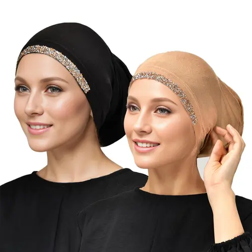 Women's Solid Color Rhinestone Decor Instant Turban Hijab, Breathable Comfortable Summer Hijab for Daily Wear, Fashion Accessories For Muslim Women & Girls