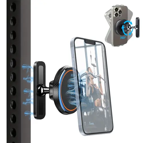 PADOX Upgraded Durable MagSafe Magnetic Phone Mount, 360-Adjustable Alloy Base & Joint, Mobile Holder for Workout & Videography, 4.7-6.5" Smartphone Compatible, Black, Holiday Gift (Phone Holders & Mounts)