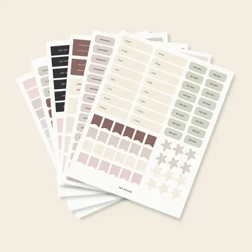 Dailee Planner Stickers, Minimal Functional Layouts for Office Stationery Organization, Track Daily Tasks & Schedules