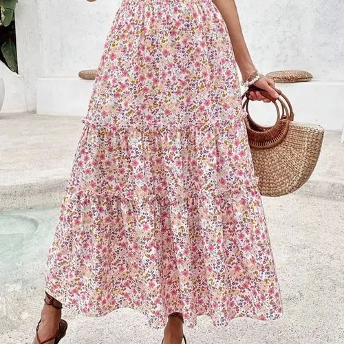 Women's Ditsy Floral Print Long, Elegant Fashion Casual A Line Vintage Boho Skirt for Daily Holiday Vacation Wear, Ladies Bottoms for Summer, Boho Casual Skirts