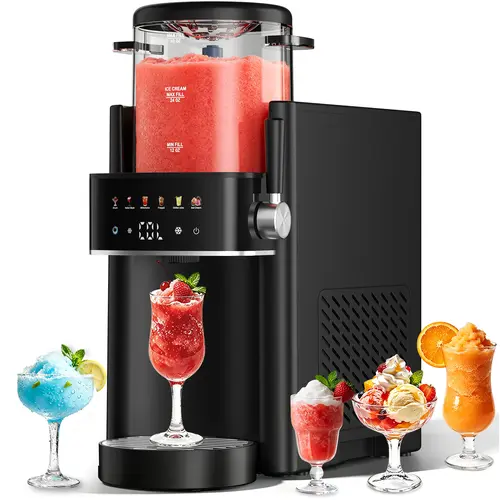 Slushie Machine with Self-Freezing, 3-in-1 Ice Cream Maker and Margarita Machine, No Ice Needed Rapid Chill Slushy Maker for Home, Parties, 6 preset mode，Frozen Drinks, Frappe, Smoothie, Automatic cleaning，Summer Essentials,sohochic