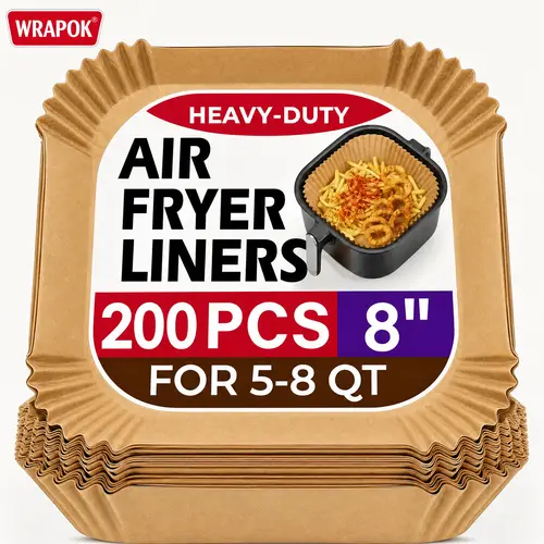 Air Fryer Liners Heavy-Duty Non-Stick Oil-Resistant Disposable Compostable  Parchment Paper for 5-8 QT Round Baking Roasting Microwave Oven Bakeware Utensils Wood Kitchen
