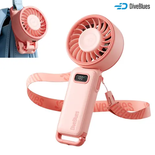 DiveBlues Handheld Turbo Jet Fan - 3600mAh Cordless Rechargeable Battery, 5 Gear High Speeds, LED Display, Powerful Airflow, 16Hrs Cooling, Collapsible Portable Fan for Travel, Outdoor Use to Beat the Heat Rechargeable Wearable Fan