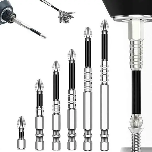 K5 Titanium Alloy Impact-Resistant Non-Slip Cross Head Screwdriver Drill Bit Set, High Magnetic Bit Holder Screwdriver Accessories for Impact Drivers