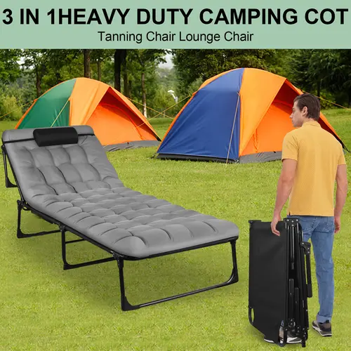 Folding Camping Sleeping Bed Cot - 74''x26'' Ergonomic 2-Sided Heavy Duty Strong Tri-Fold Saves Space Portable Guest Bed with Carry Bag, Multi Purpose Outdoor Indoor Furniture