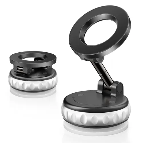 FUDUOO Car Phone Holder, With Magnetic＆Vacuum Adsorption Function, Adjustable and Foldable, Suitable for Smooth and Flat Surfaces, Compatible with All Smartphones