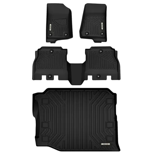 YITAMOTOR Black TPE All-Weather Floor Mats for 2018-2025 Jeep Wrangler JL Unlimited 4-Door with 1st 2nd Row & Rear Cargo Liner